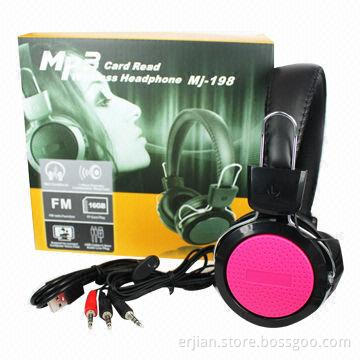 High-bass Wireless Memory Card Headphones with Various Colors for Your Choice, 20mW Rated Power